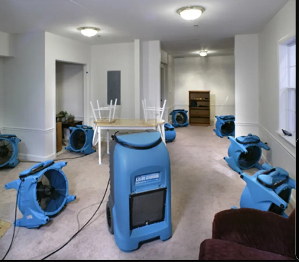 Air movers and dehumidifier setup for Water Damage Restoration in Bonita Springs