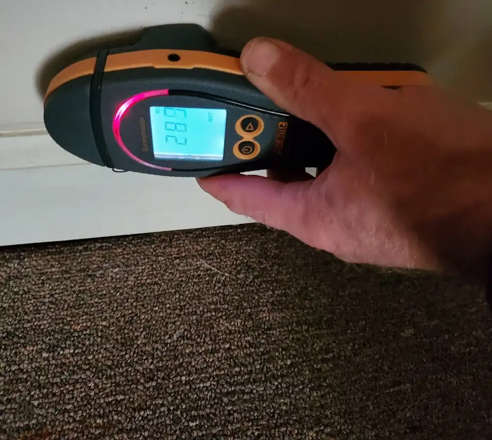 Moisture detection at baseboard during Burst Pipe Cleanup in Bonita Springs